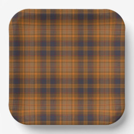 Donkerbruine Schotse stijl Plaid Papieren Bordje