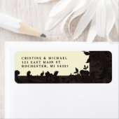 Donkerbruine sierbloem Victoriaans Etiket (Insitu)