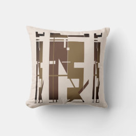 Donkerbruine taupe op Beige Tribal Art Mozaïek Kussen