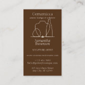 Donkerbruine vaaskeramische kleerinstructies visitekaartje (Achterkant)