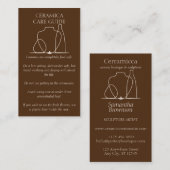 Donkerbruine vaaskeramische kleerinstructies visitekaartje (Voorkant / Achterkant)