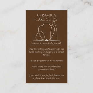 Donkerbruine vaaskeramische kleerinstructies visitekaartje