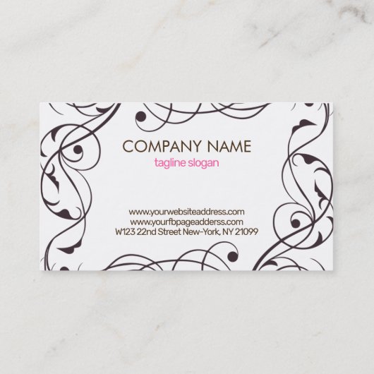 Donkerbruine wervelingen visitekaartje (Achterkant)