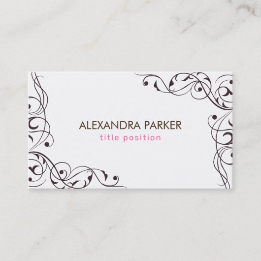 Donkerbruine wervelingen visitekaartje (Voorkant)