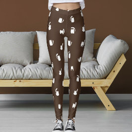 Donkerbruine Witte Dieren Huisdieren Kittens Katte Leggings