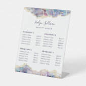 Donkerbruine zalonprijslijst voetafdruk reclamebord met voetstuk (Voorkant)