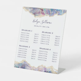 Donkerbruine zalonprijslijst voetafdruk reclamebord met voetstuk