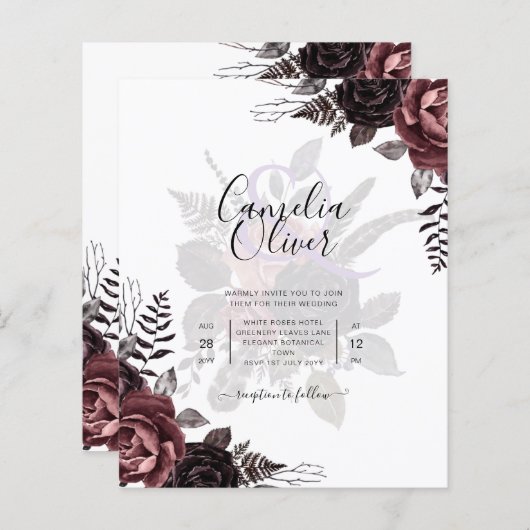 Donkerbruine zwarte Rozen bruiloft Herfst winter (Voorkant / Achterkant)