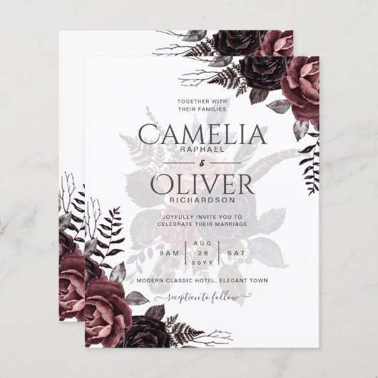 Donkerbruine zwarte Rozen bruiloft Herfst winter (Voorkant / Achterkant)