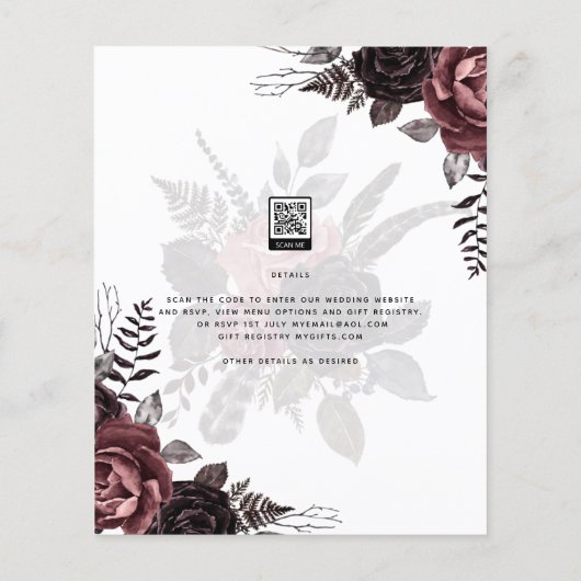 Donkerbruine zwarte Rozen bruiloft Herfst winter (Achterkant)