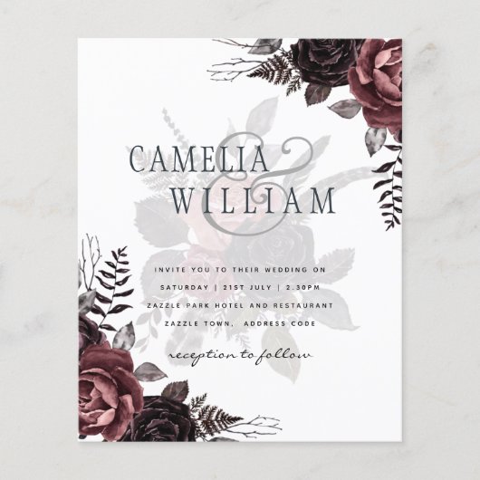 Donkerbruine zwarte Rozen bruiloft Herfst winter (Voorkant)