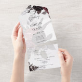 Donkerbruine zwarte Rozen bruiloft Herfst winter All In One Uitnodiging (Afscheurbaar)