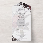 Donkerbruine zwarte Rozen bruiloft Herfst winter All In One Uitnodiging (Binnen)