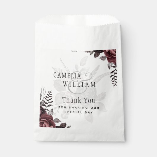 Donkerbruine zwarte Rozen bruiloft Herfst winter Bedankzakje (Voorkant)