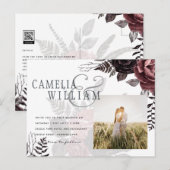 Donkerbruine zwarte Rozen bruiloft Herfst winter Briefkaart (Voorkant / Achterkant)