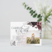 Donkerbruine zwarte Rozen bruiloft Herfst winter Briefkaart (Staand voorkant)