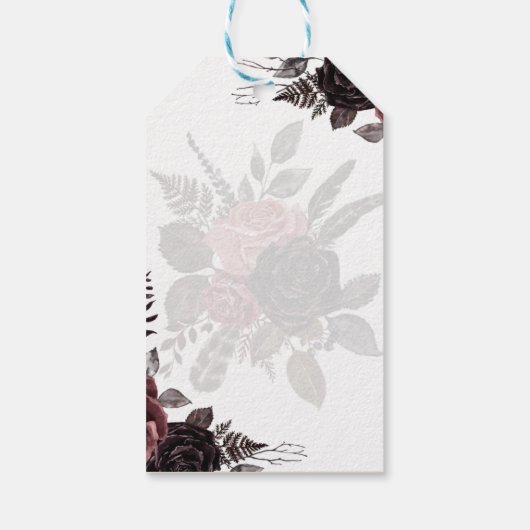 Donkerbruine zwarte Rozen bruiloft Herfst winter Cadeaulabel (Achterkant)