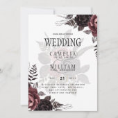 Donkerbruine zwarte Rozen bruiloft Herfst winter Kaart (Voorkant)