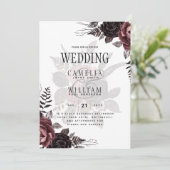 Donkerbruine zwarte Rozen bruiloft Herfst winter Kaart (Staand voorkant)