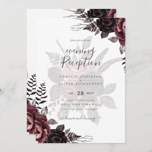 Donkerbruine zwarte Rozen bruiloft Herfst winter Kaart (Voorkant / Achterkant)