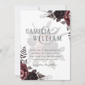 Donkerbruine zwarte Rozen bruiloft Herfst winter Kaart (Voorkant)