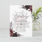 Donkerbruine zwarte Rozen bruiloft Herfst winter Kaart (Staand voorkant)