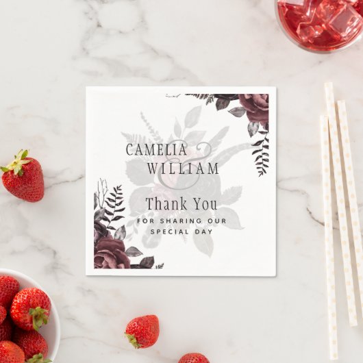 Donkerbruine zwarte Rozen bruiloft Herfst winter Servet (Insitu)