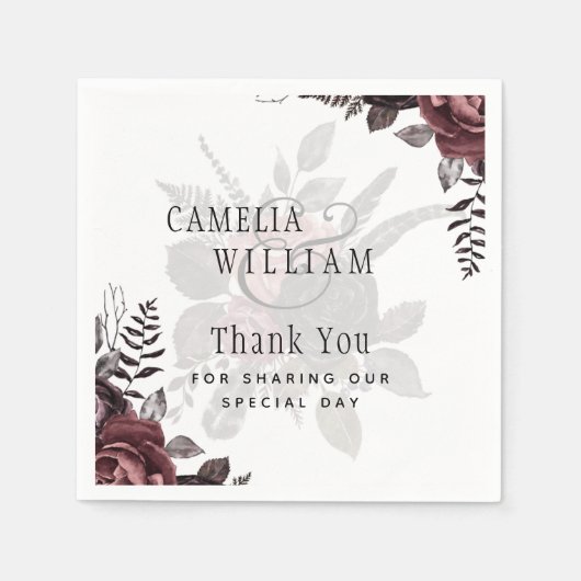 Donkerbruine zwarte Rozen bruiloft Herfst winter Servet (Voorkant)