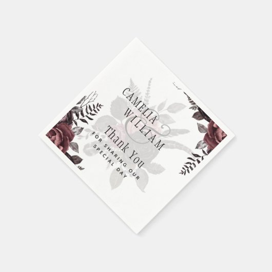 Donkerbruine zwarte Rozen bruiloft Herfst winter Servet (Hoek)