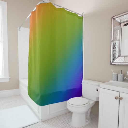 Donkerdiagonaal regenboogkleuren — Showgordijn Douchegordijn (In situ)