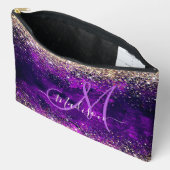 donkerdonker paars goudfaux glitter monogram etui (Open)
