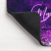 donkerdonker paars goudfaux glitter monogram muismat (Hoek)