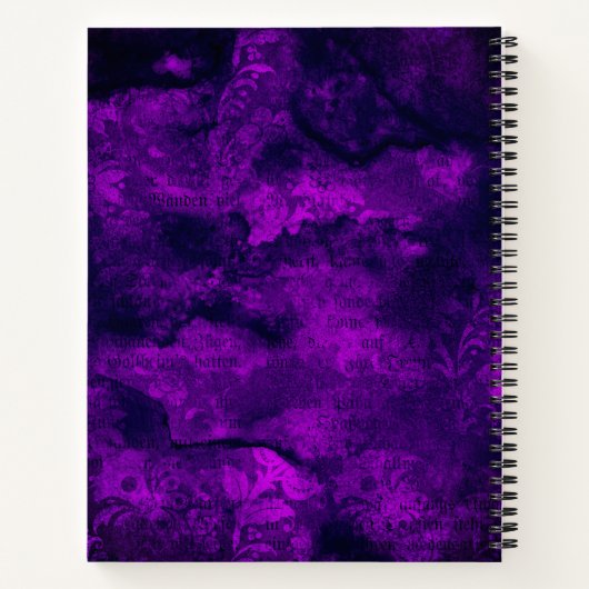 donkerdonker paars goudfaux glitter monogram notitieboek (Achterkant)