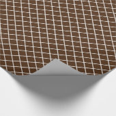 Donkerdonkerbruine koffie, wit Check Patroon Cadeaupapier (Hoek)