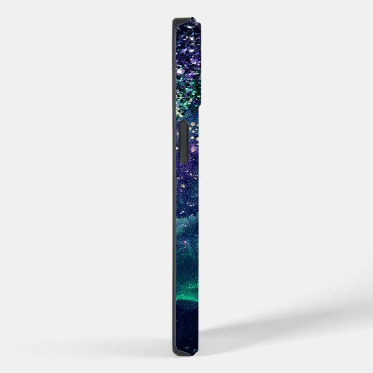 donkerdonkergroene paarse faux glitter monogram Case-Mate iPhone case (Achterkant / Rechts)