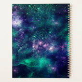 donkerdonkergroene paarse faux glitter monogram planner (Achterkant)