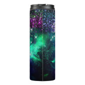 donkerdonkergroene paarse faux glitter monogram thermosbeker (Achterkant)