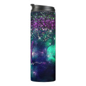 donkerdonkergroene paarse faux glitter monogram thermosbeker (Geroteerd rechts)