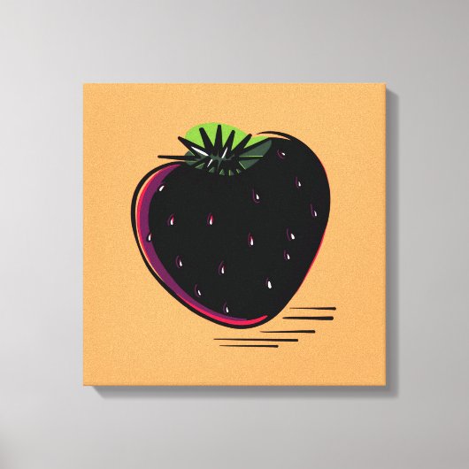 Donkere Aardbei – Minimale Grafische Kunst  Canvas Afdruk (Voorkant)