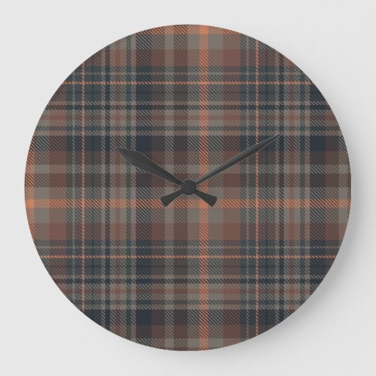 Donkere aarde bosgrond plaid tartan grote klok (Voorkant)