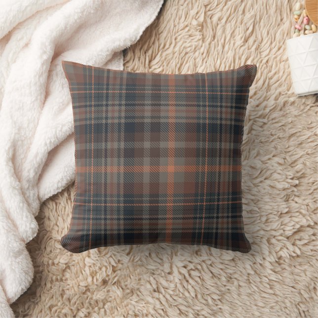 Donkere aarde bosgrond plaid tartan   kussen (Deken)
