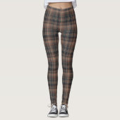 Donkere aarde bosgrond plaid tartan leggings (Voorkant)