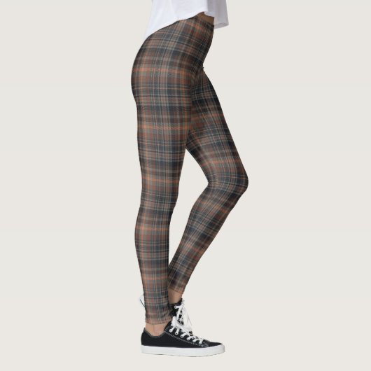Donkere aarde bosgrond plaid tartan leggings (Rechts)