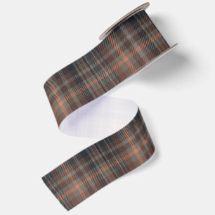 Donkere aarde bosgrond plaid tartan satijnen lint