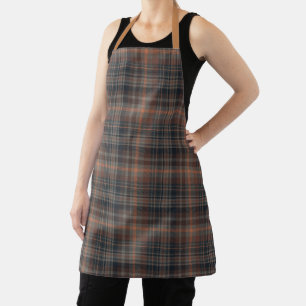 Donkere aarde bosgrond plaid tartan schort