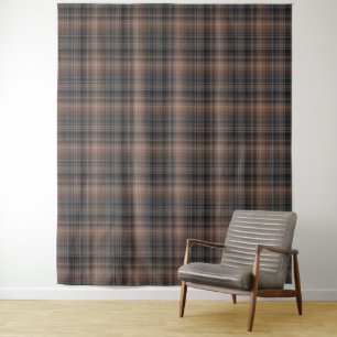 Donkere aarde bosgrond plaid tartan wandkleed