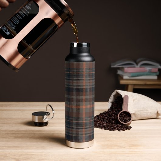 Donkere aarde bosgrond plaid tartan waterfles (Koffie)
