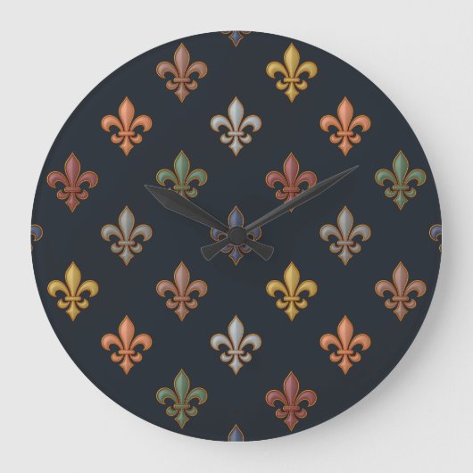 Donkere aarde boslanden Fleur-de-lis ontwerp Grote Klok (Voorkant)