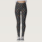 Donkere aarde boslanden Fleur-de-lis ontwerp Leggings (Voorkant)