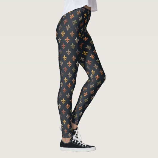 Donkere aarde boslanden Fleur-de-lis ontwerp Leggings (Rechts)